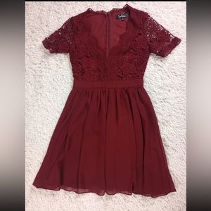 Lulu’s Angel in Disguise burgundy red lace dress